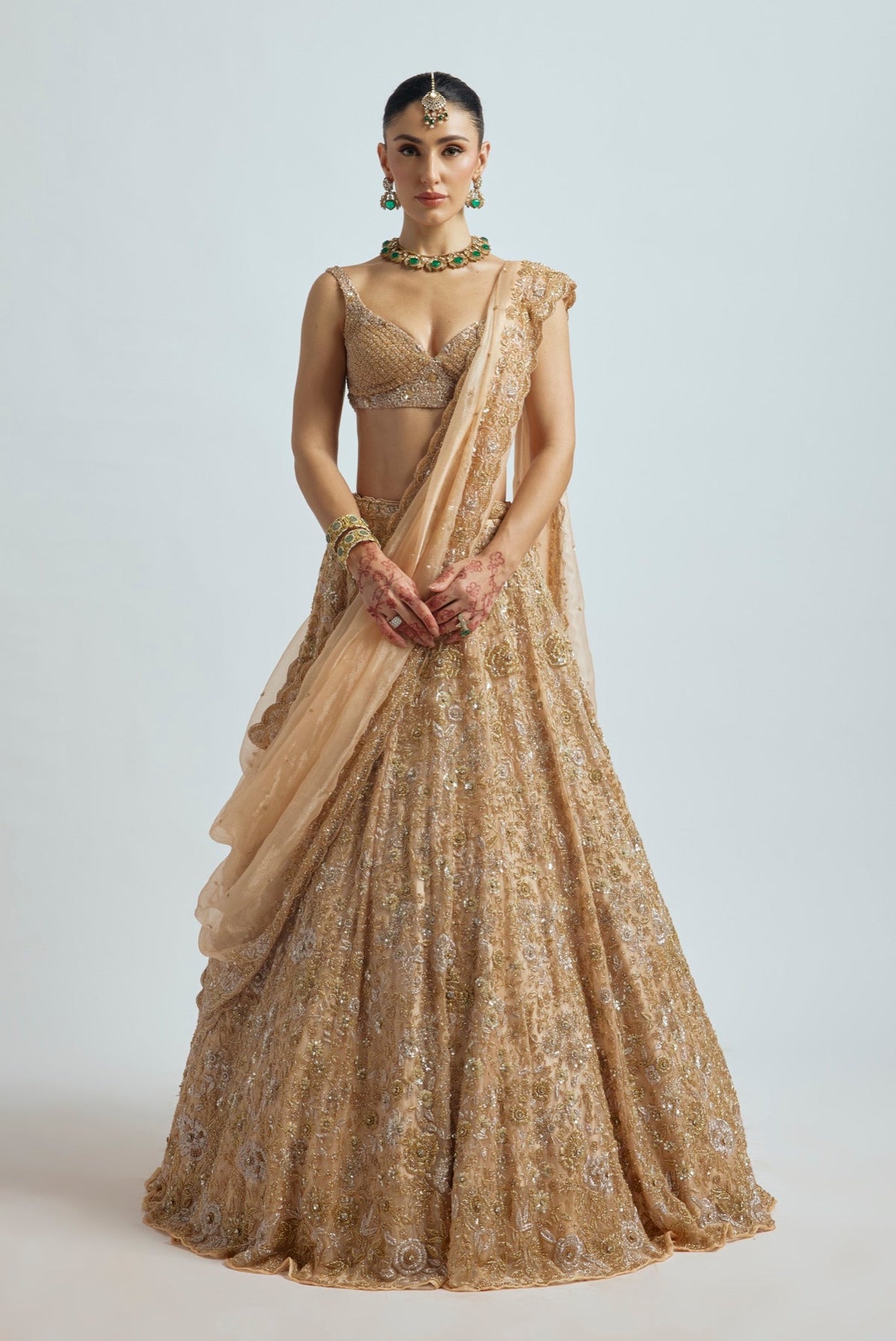 SUNEHRI PEACH LEHENGA