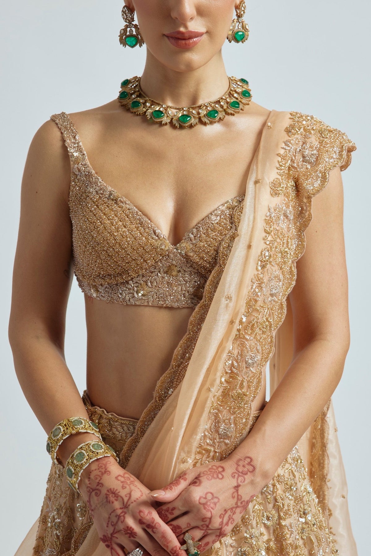 SUNEHRI PEACH LEHENGA