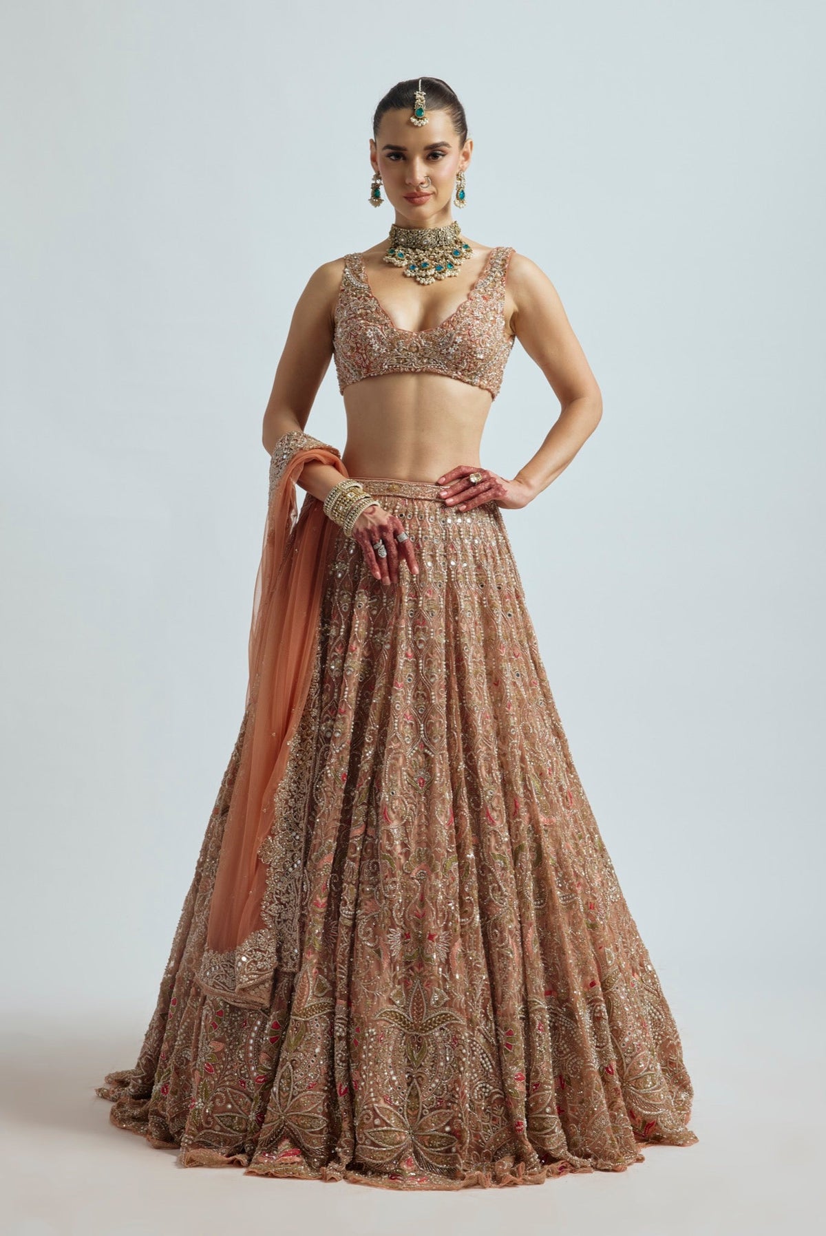 FALAK PEACH LEHENGA