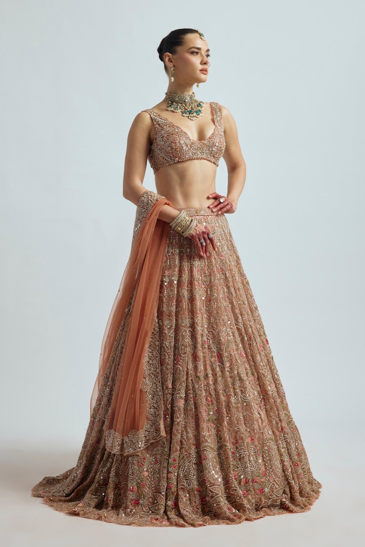 FALAK PEACH LEHENGA