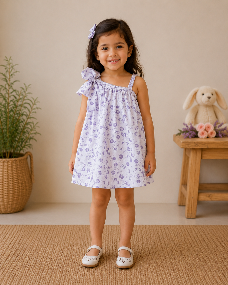 Lavender Bloom One-Shoulder Dress