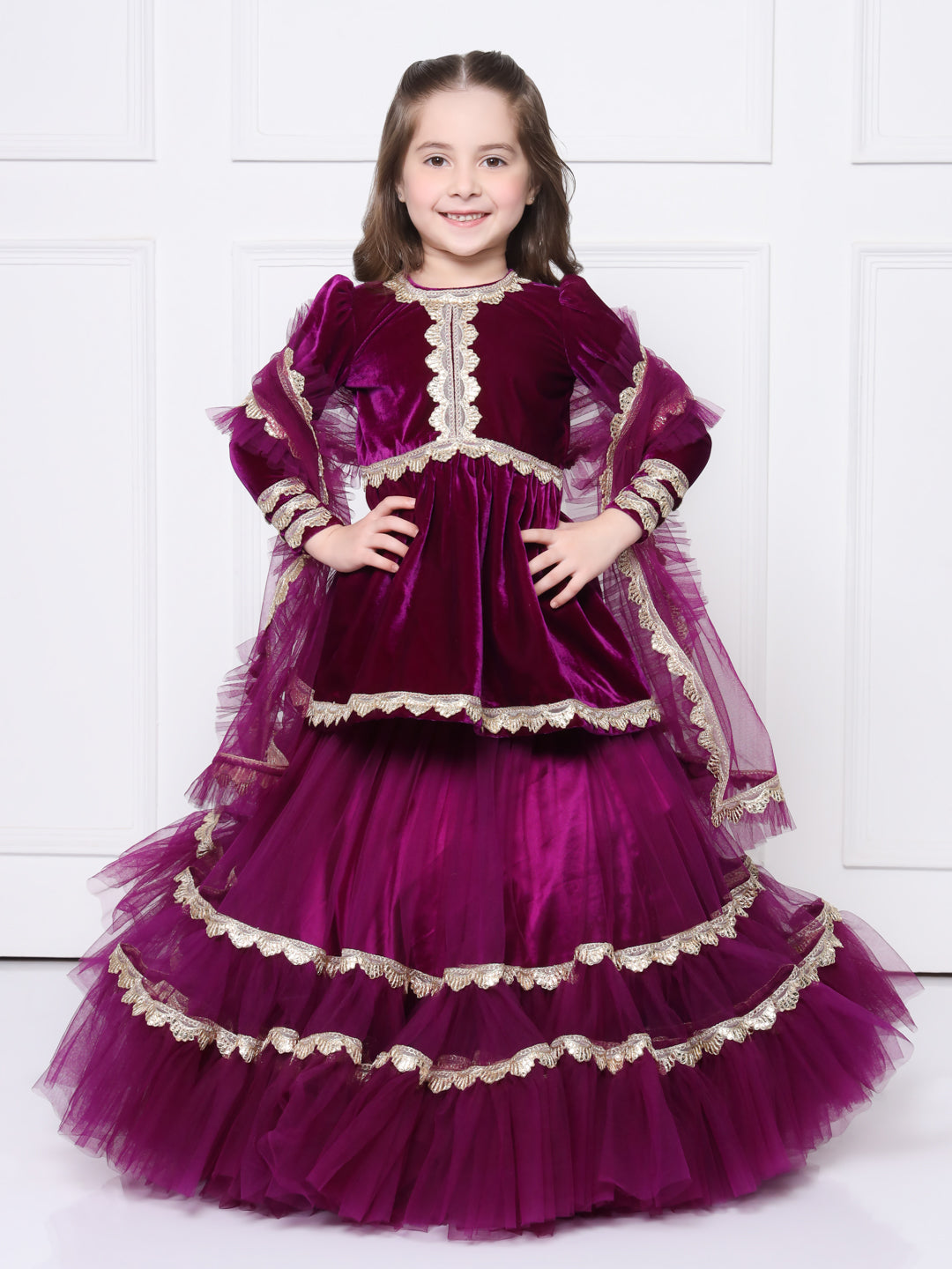 PURPLE VELVET LEHENGA SET