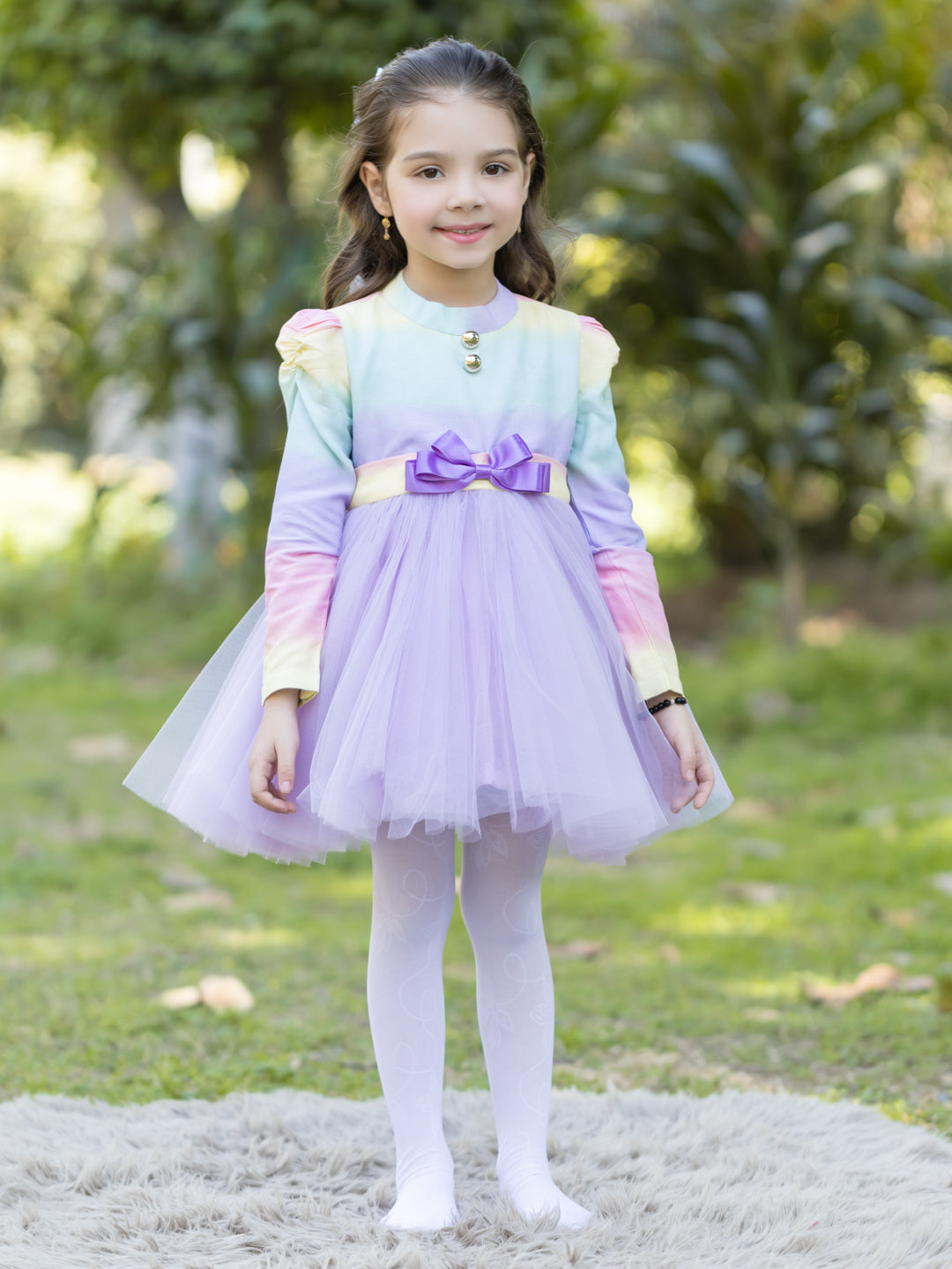 Rainbow Purple Net Dress