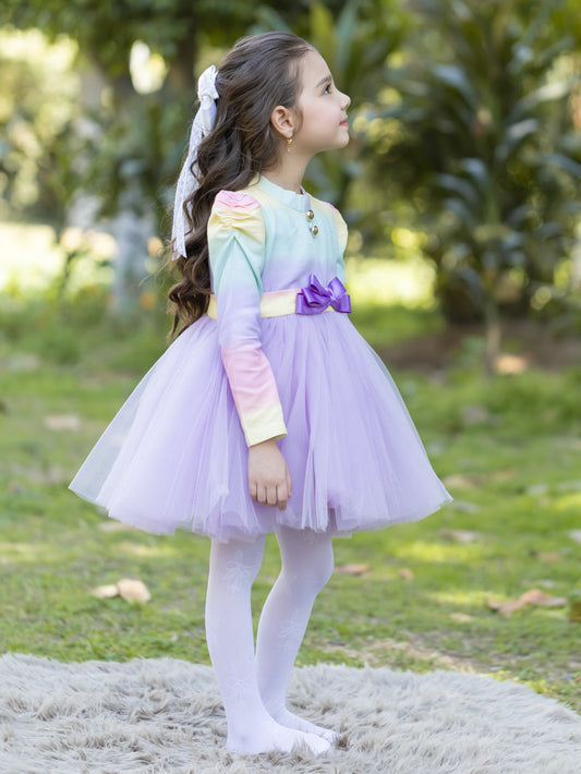 Rainbow Purple Net Dress