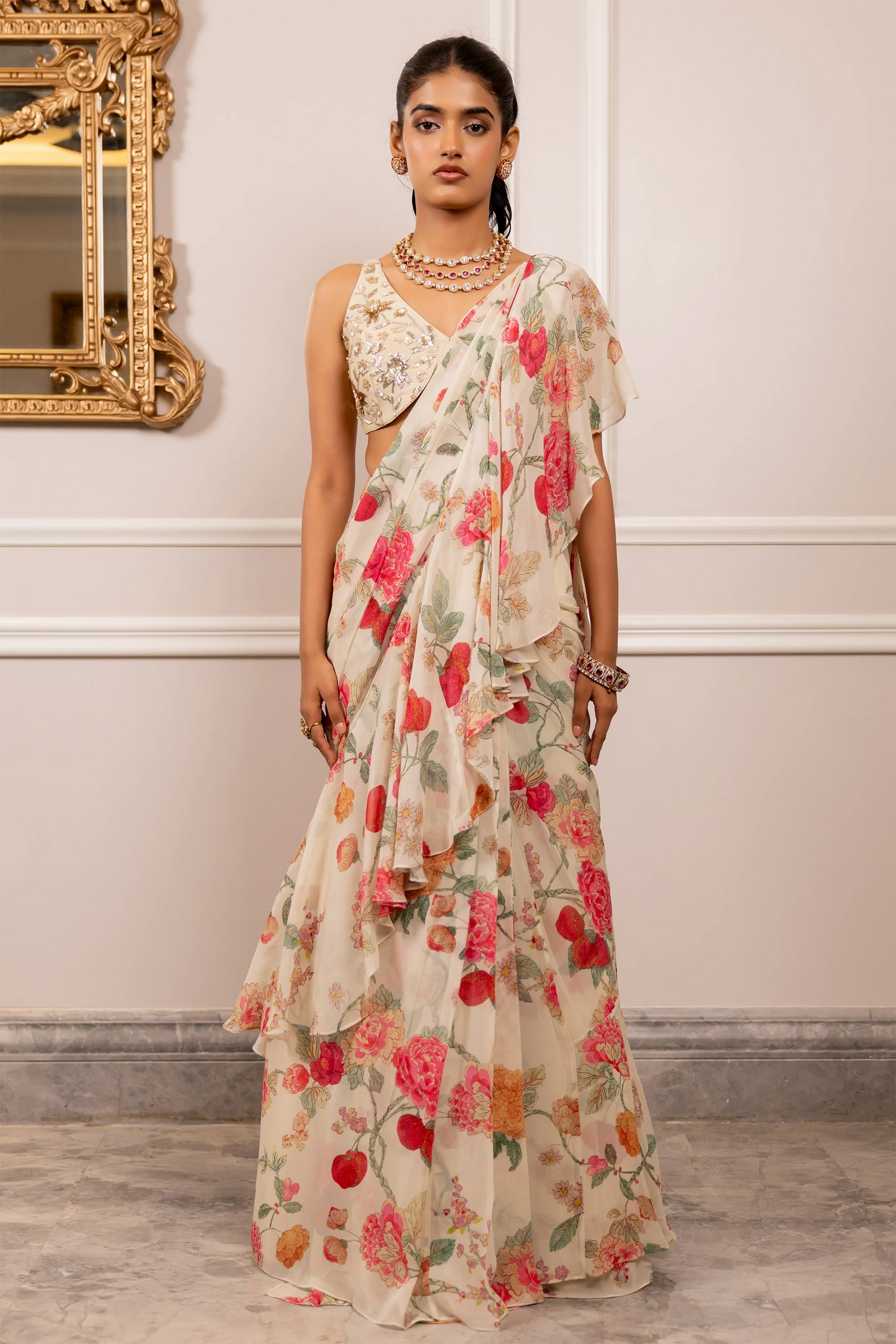 SAYURI SAREE SET – OFF WHITE