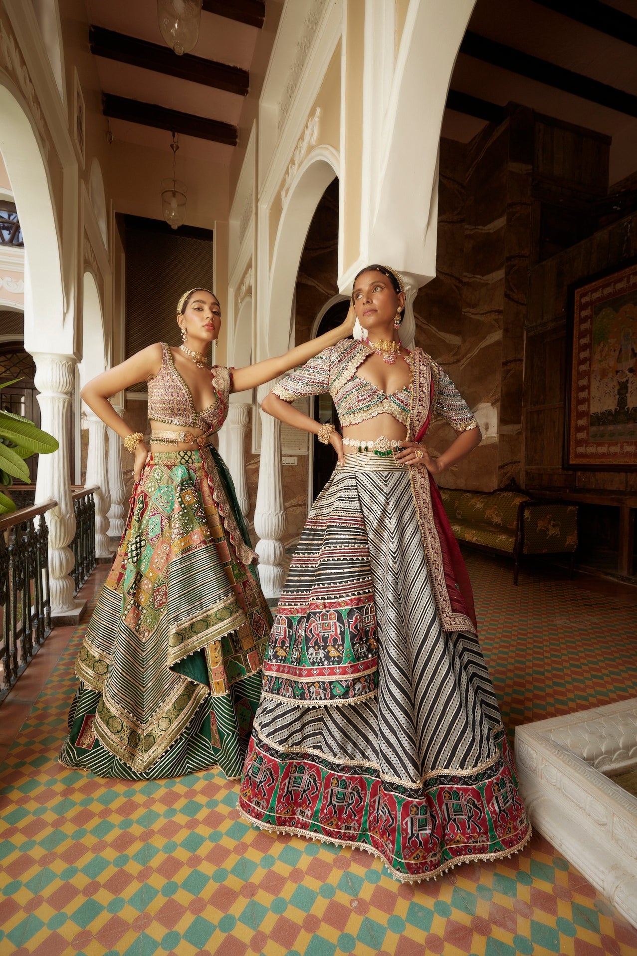 Buy Black & White Abstract Chevron Lehenga Set