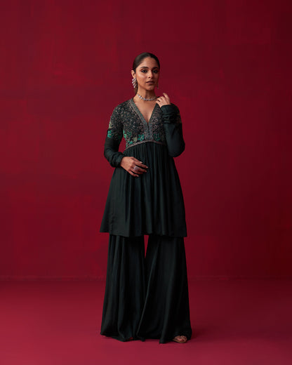 Green Nature’s Bounty Anarkali and Sharara set