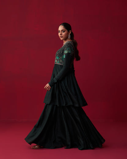Green Nature’s Bounty Anarkali and Sharara set