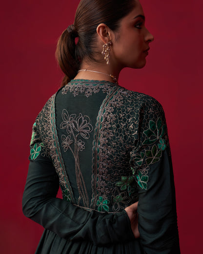 Green Nature’s Bounty Anarkali and Sharara set