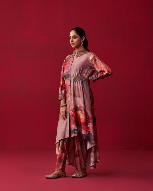 Metallic Bliss Shirt Style Tunic, and Dhoti Pants Set