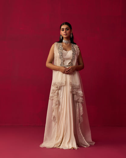 Ivory Mandala Cape and Dress set