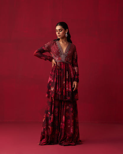 Pink Nature’s Bounty Anarkali and Sharara set