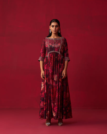Pink Nature’s Bounty Paneled Kurta and Pants Set
