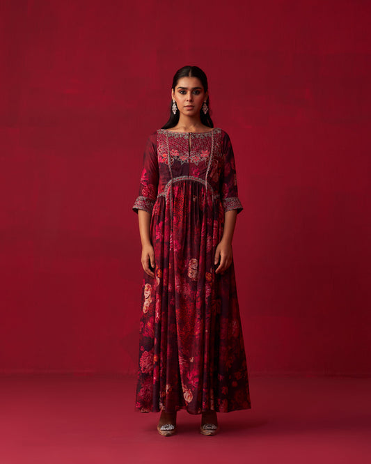 Pink Nature’s Bounty Paneled Kurta and Pants Set