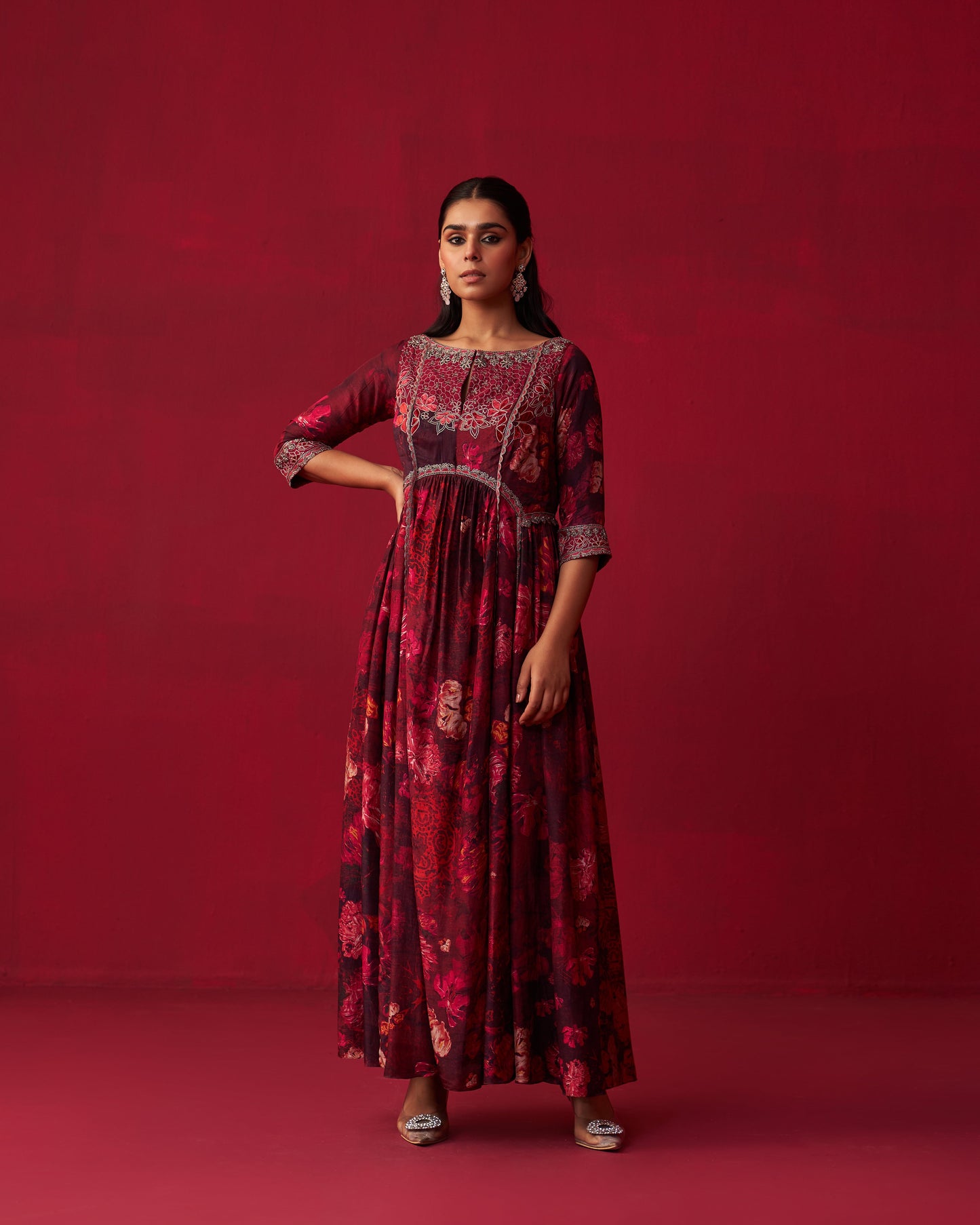 Pink Nature’s Bounty Paneled Kurta and Pants Set