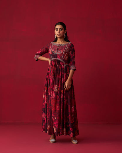 Pink Nature’s Bounty Paneled Kurta and Pants Set