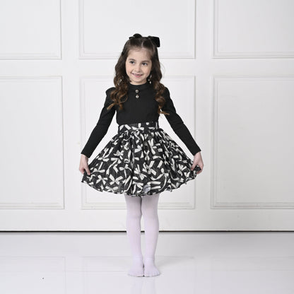 Black Bow Skirts  Set Co Ords