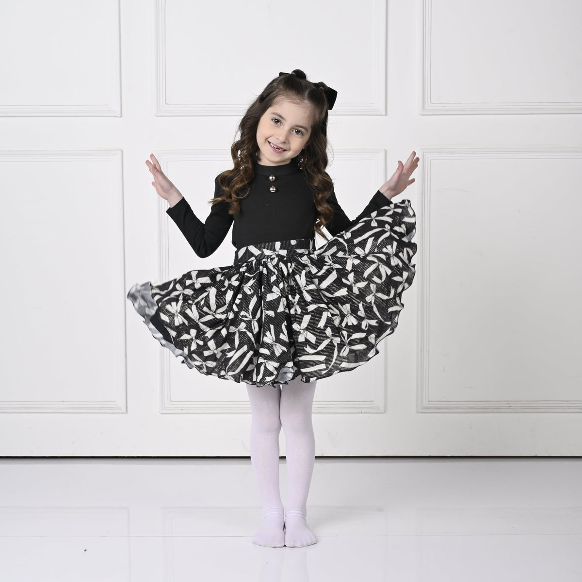 Black Bow Skirts  Set Co Ords