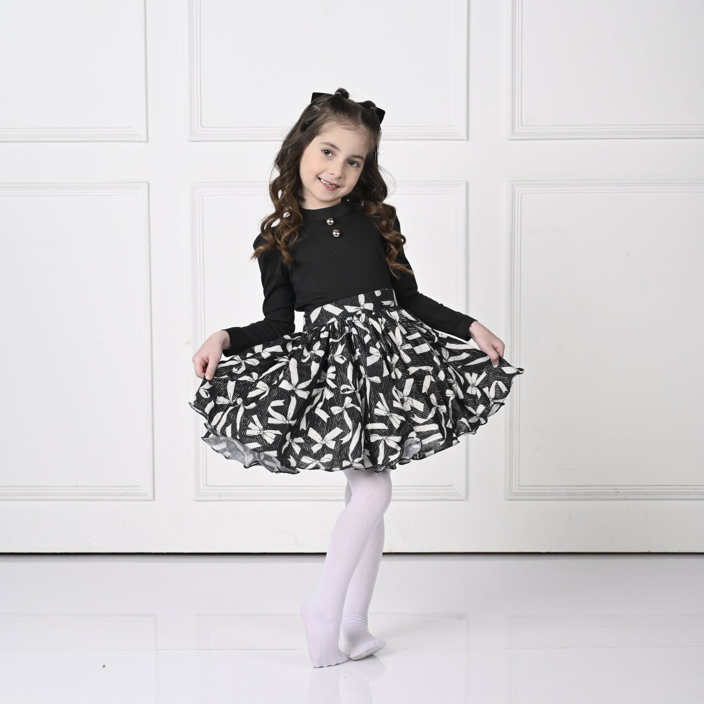 Black Bow Skirts  Set Co Ords