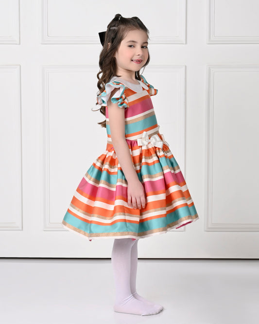 Stripes BonBon Bow Dress-Multi