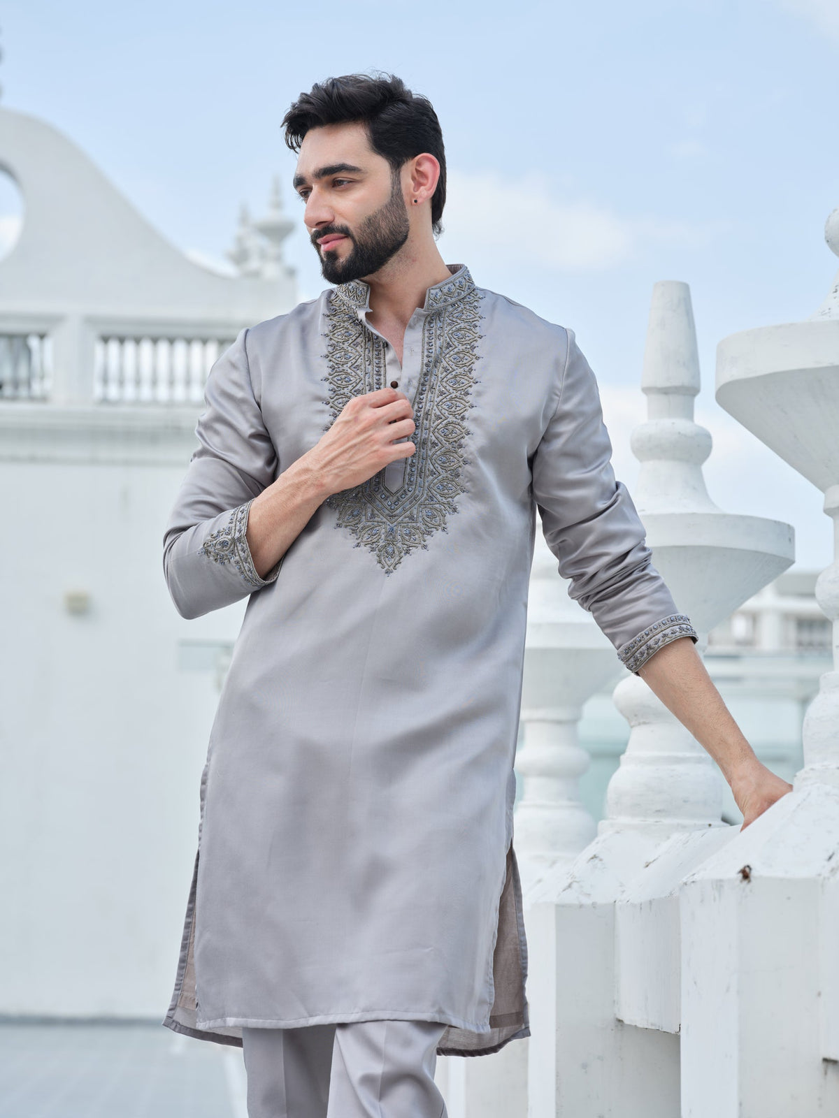 Steel Grey Opulence Kurta Set