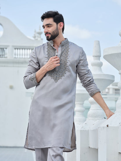 Steel Grey Opulence Kurta Set