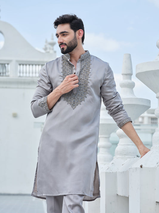 Steel Grey Opulence Kurta Set