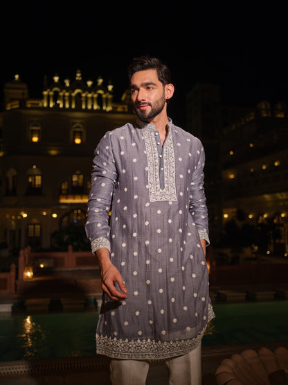 Grey Fleur Kurta Set