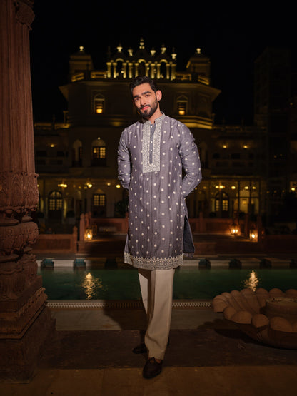 Grey Fleur Kurta Set