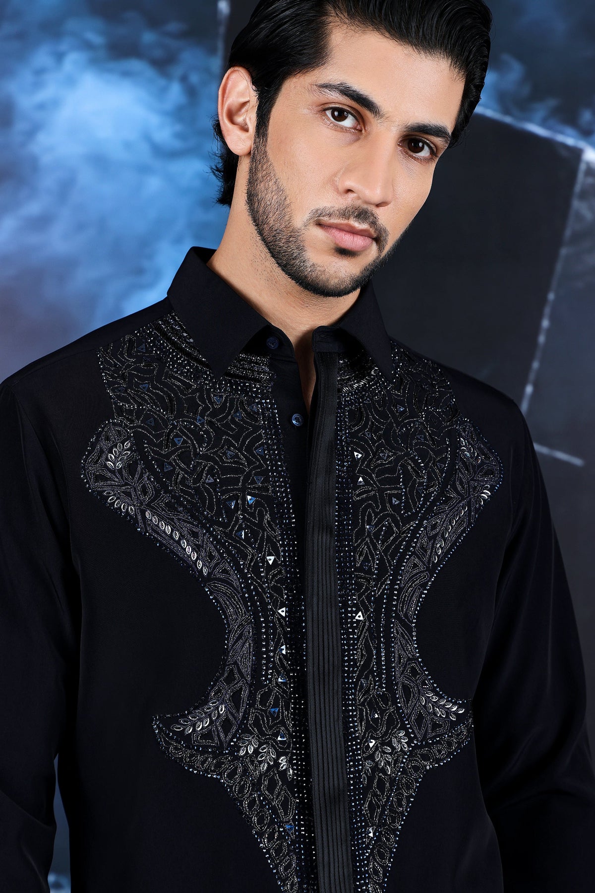 Black Baroque Embellished Shirt