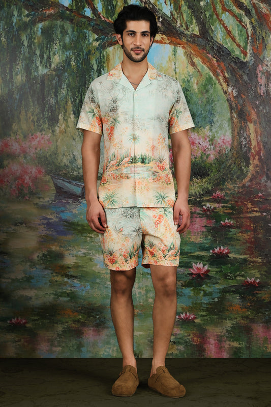 Lagoon Landscape Print Linen Co-ord Set