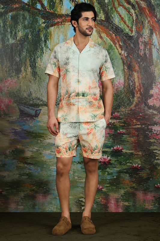 Lagoon Landscape Print Linen Co-ord Set
