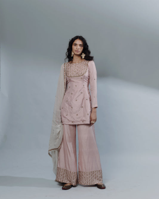 Powder Pink Kurti With Pants