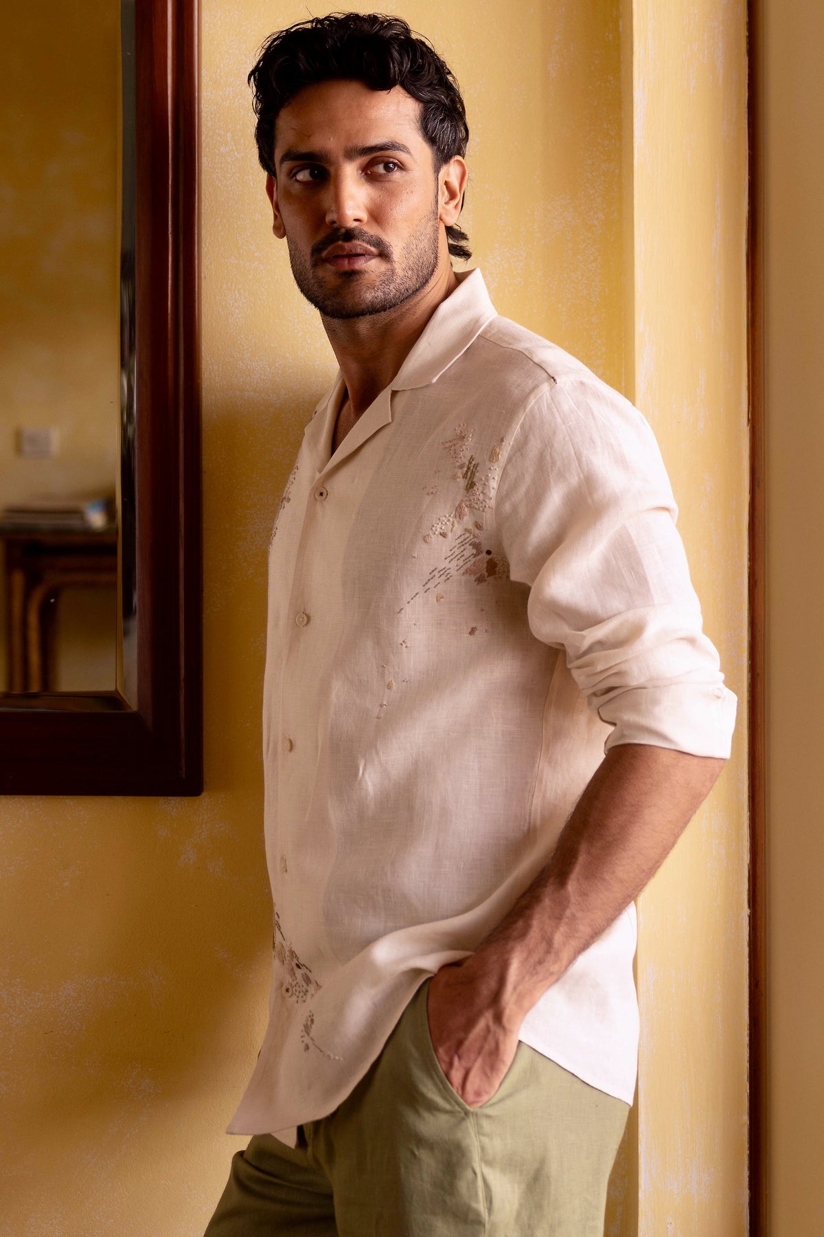 Wildflower Drift Linen Embroidered Shirt
