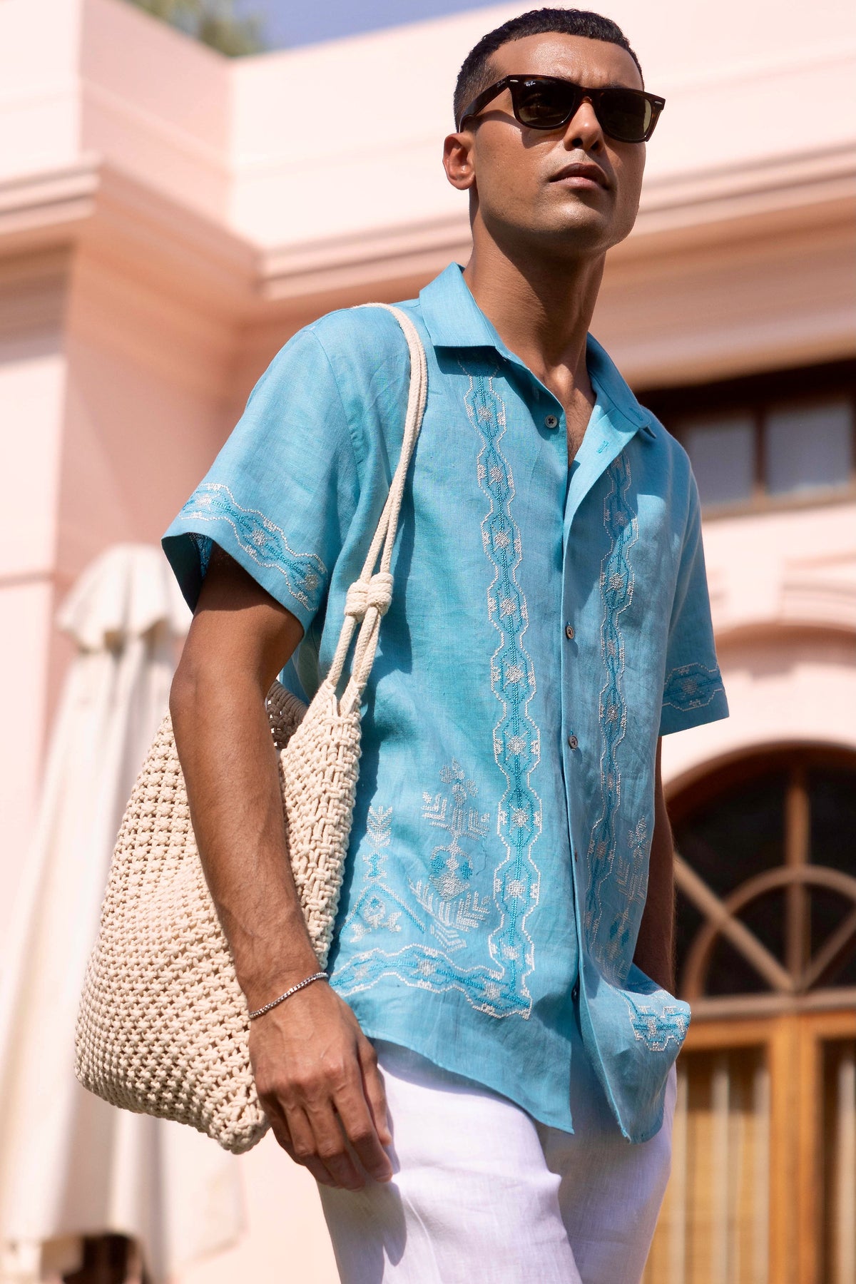 Waveform Echo Linen Embroidered Shirt