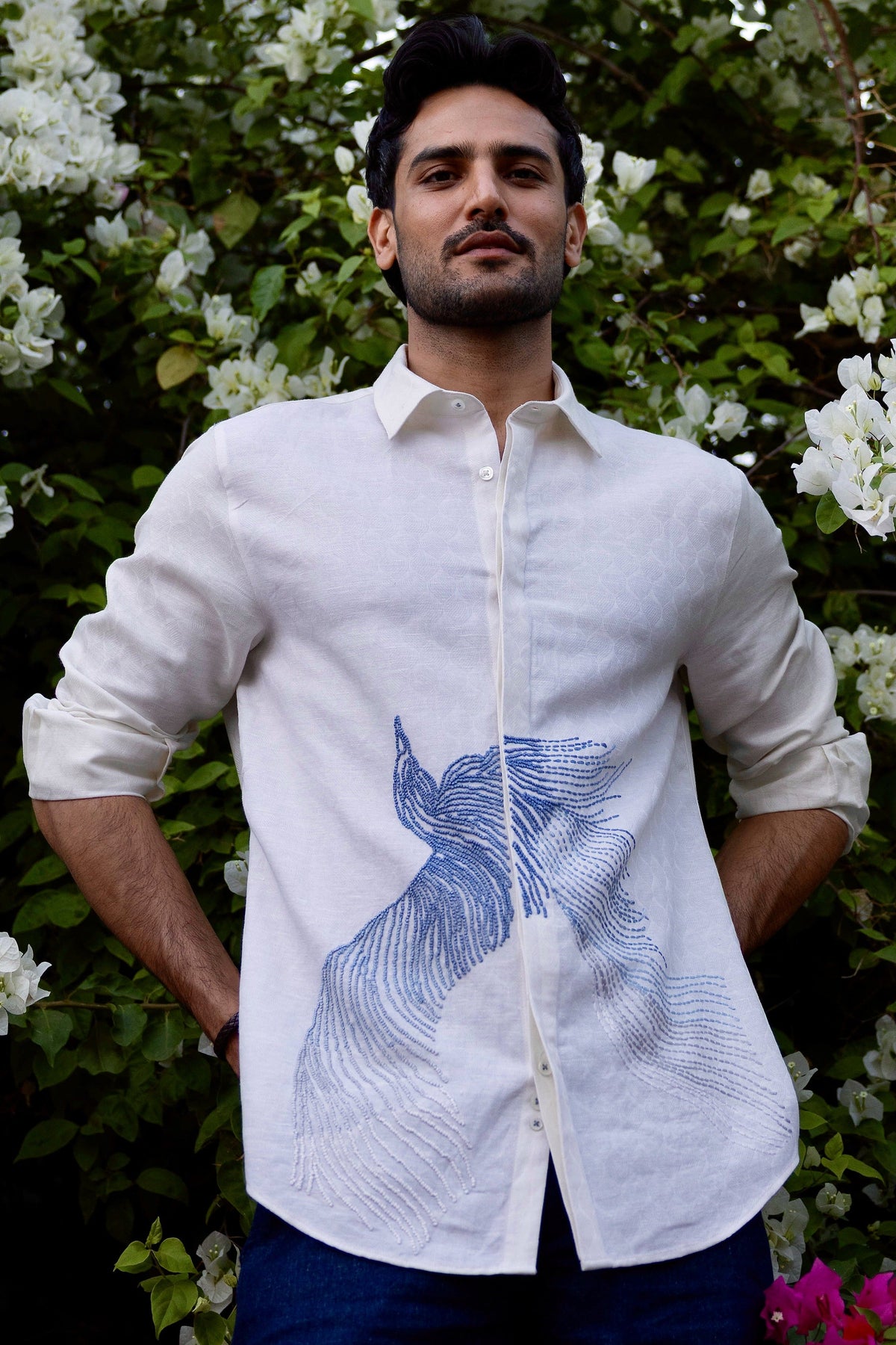 Skyward Grace Linen Embroidered Shirt