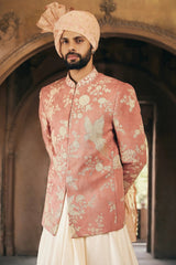 Pink Kiran Dori Embroidery Bandhgala with Anarkali Kurta - Asuka Couture