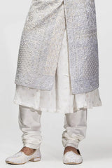 Ivory Panel Resham Embroidery Sherwani - Asuka Couture