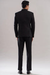 Black Scuba Embellished Bandhgala - Asuka Couture