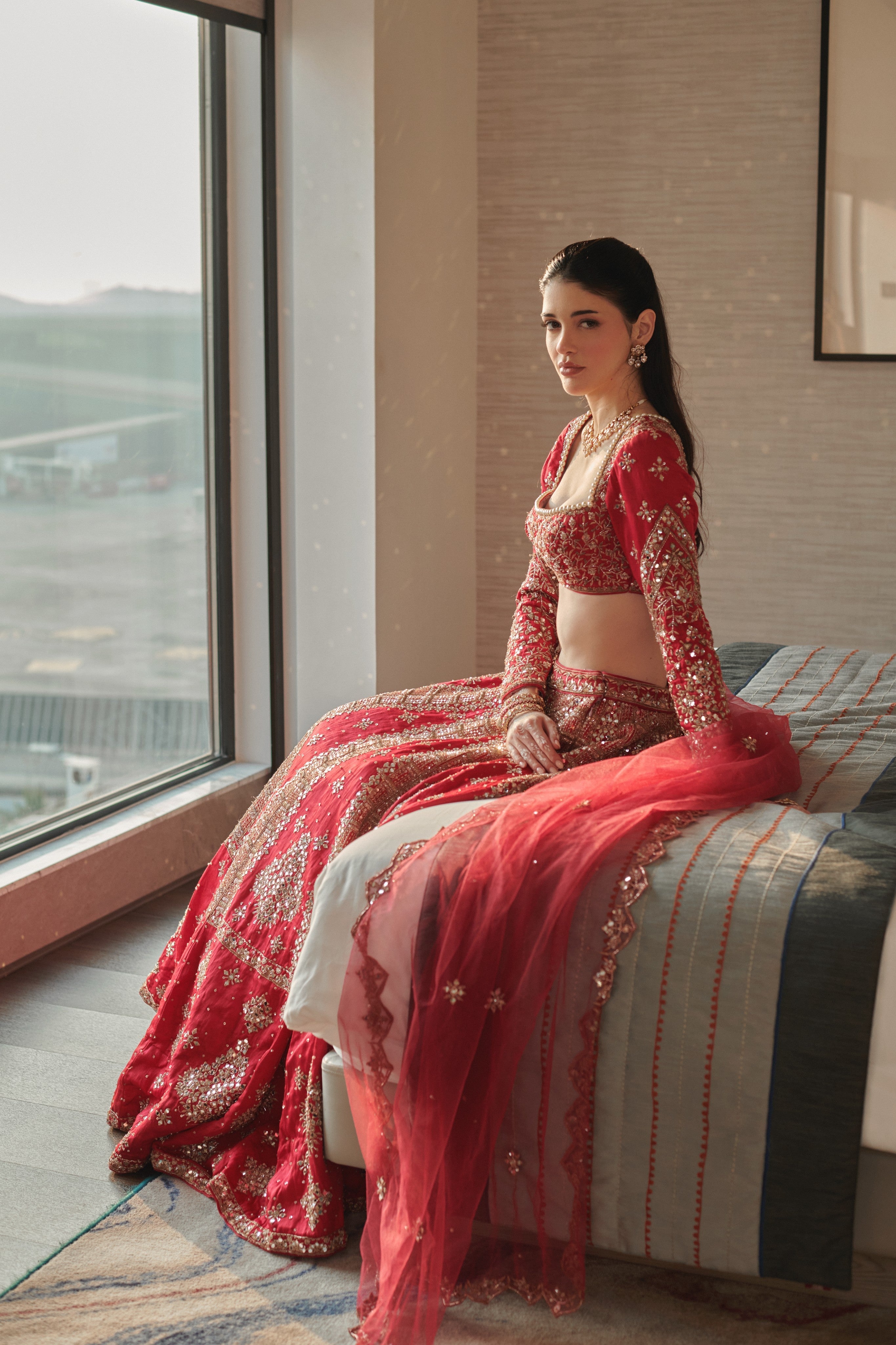 Aayna Respberry Pink Habutai Silk & Net Lehenga Set