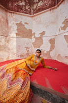Women's Mustard Chevron Lehenga with Kurta