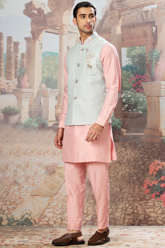 Affordable Spring Dawn Embroidered Kurta Bundi Set