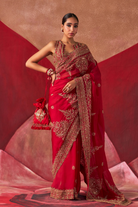 Aloka Red Silk Organza Saree Set