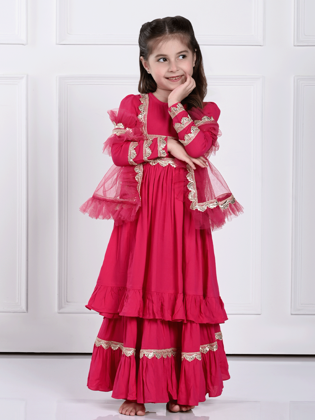 Anahira Suit Set- A Hot Pink Suit for Girls