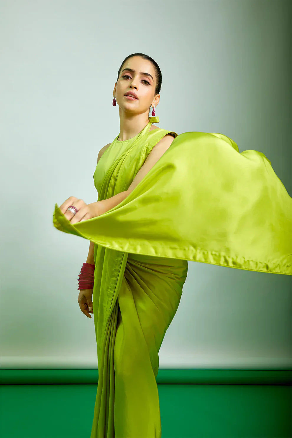 Handwoven Lime Green Silk Saree