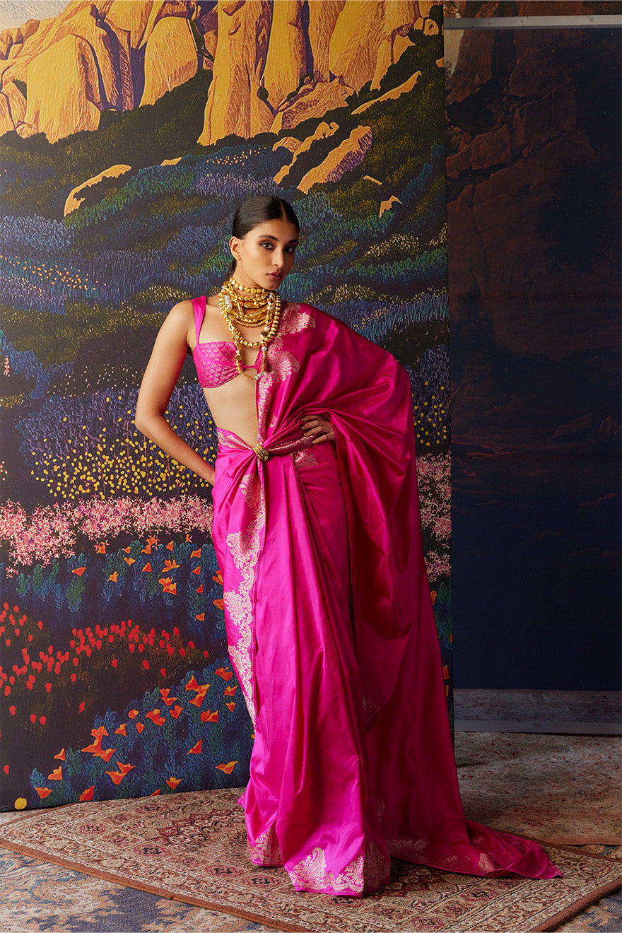 Handwoven Pink Silk Saree