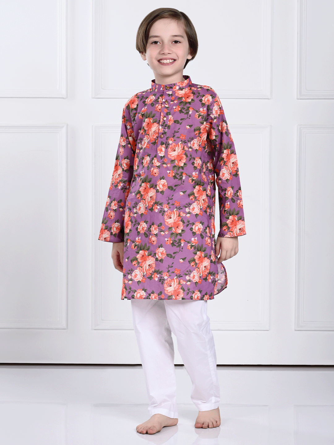 Sam - Purple Floral Kurta Pajama Set