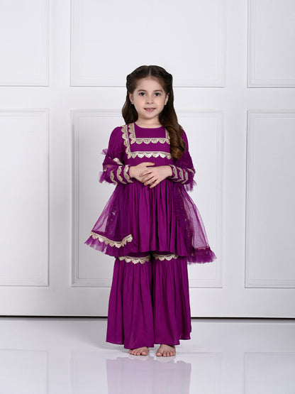 Amaira  Suit Set- A Dark Purple Suit for Girls