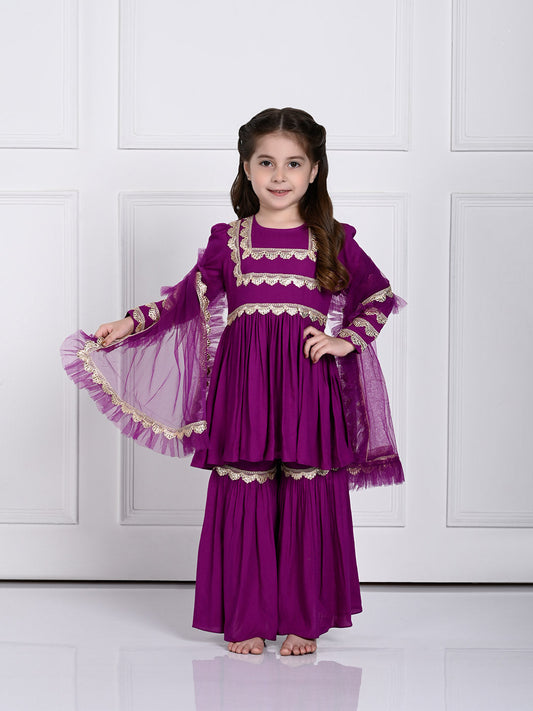 Amaira  Suit Set- A Dark Purple Suit for Girls
