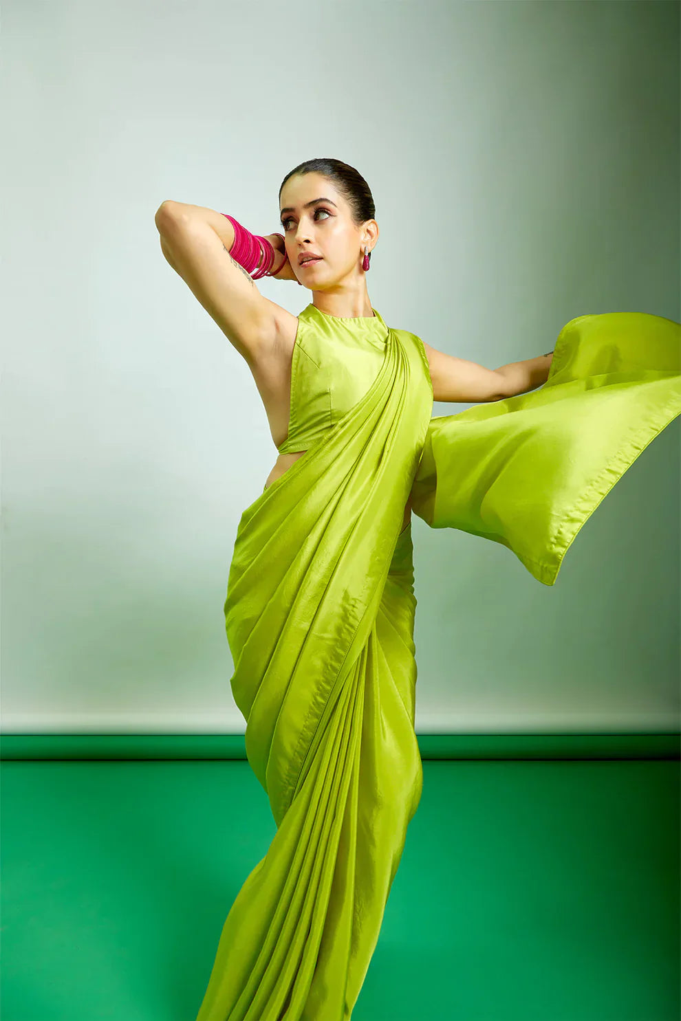 Handwoven Lime Green Silk Saree